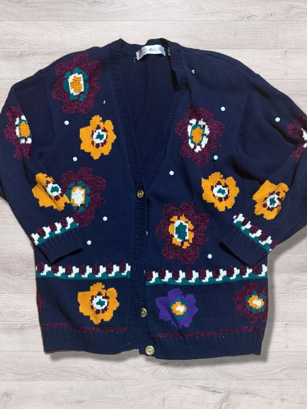 Vintage Chaus Knit Floral Cardigan Sweater Women’s Medium Cottage Grannycore